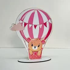 Display Toten De Mesa Urso rosa no balão Aniversário/Chá revelação