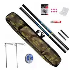 KIT COMPLETO P/ PESCA DE TILÁPIAS C/ 2 VARAS TELESCÓPICAS