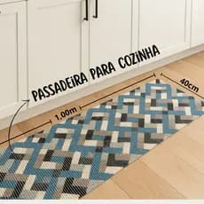 Passadeira Antiderrapante Cozinha Tapete 1,00m x 40cm Emborrachado
