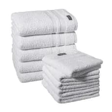 Kit 10 Toalhas 5 Banho e 5 Rosto Modelo Anna - Branca Padrão Hotel Macia Spa Pousadas Airbnb Hostel