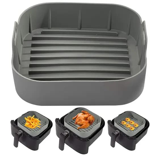 Forma de Silicone Pra Air Fryer Com Alça 16cm Reutilizável Protetor de Grelha de Fritadeira