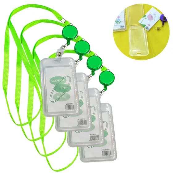 Kit 4 Un Suporte De Crachá Colorido Leve E Funcional Retrátil