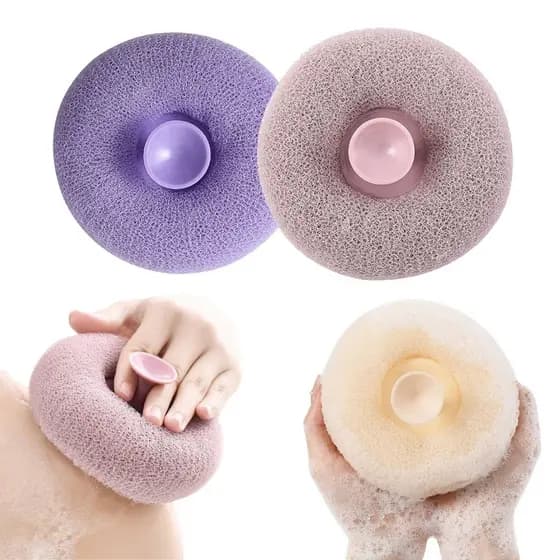 2 Un Esponja Bucha De Banho Rendonda Escova Com Ventosa Massagem