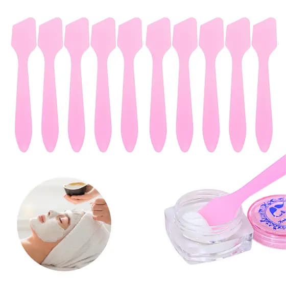Espatula Descartavel Mini P/ Creme 10Un Plástica Maquiagem Cosméticos