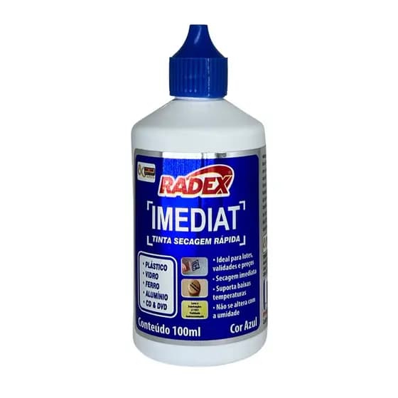 Tinta Para Carimbo Secagem Rápida Para Plástico 100ml Azul