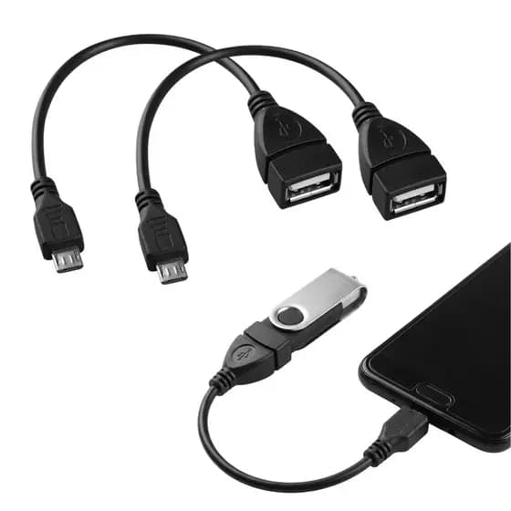 Kit 2 Cabo Adaptador Otg Micro Usb V8 X Usb Para Tablet Celular