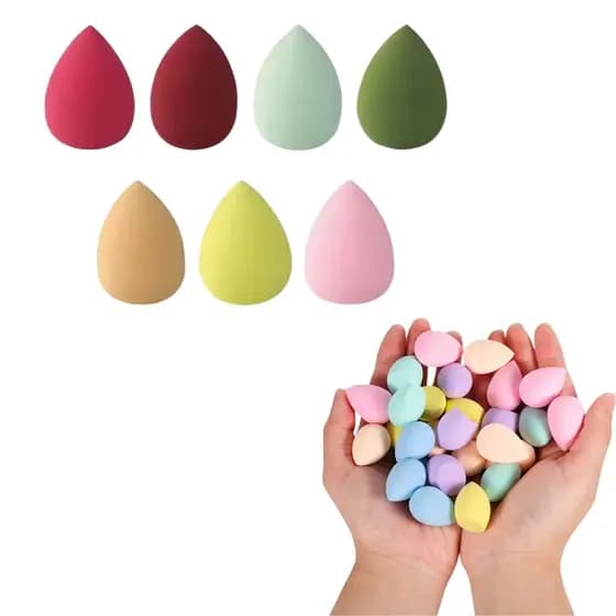 Kit 7 Mini Esponja Maquiagem Cantinho Olho Maquiagem Corretivo Base Pó Modelo Gota