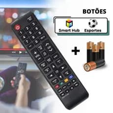 Controle Remoto Compatível com Samsung Smart TV Smart Hub e Pilhas
