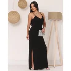Vestido Longo Feminino Midi com Fenda Viscolycra Alcinha Casual Verão Leve Fresco
