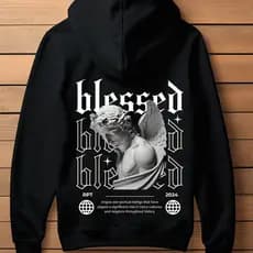 Blusa de Moletom Masculino Respect Blessed Angel Canguru Streetwear Lançamento Envio Imediato
