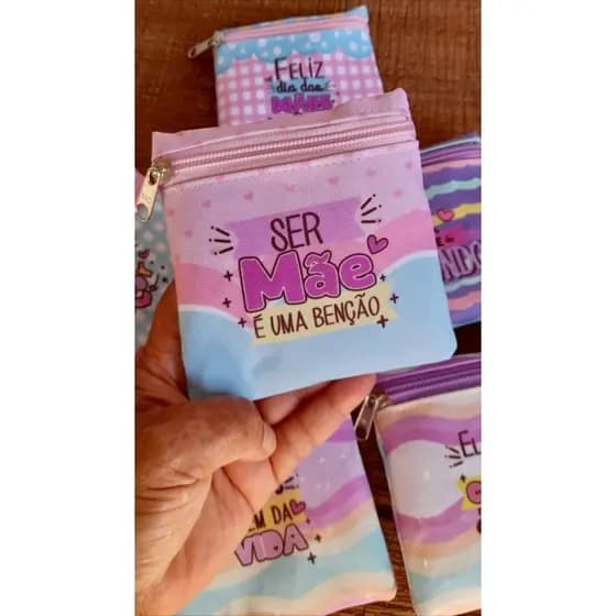 Kit 10 Bolsinhas Dia das Mães Lembrancinha | Brinde para Clientes Loja | Porta Cartão