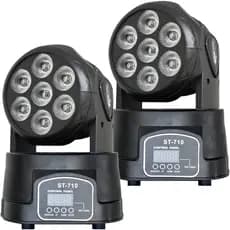Kit 2 Moving Head Led Wash Colorido 7 Leds 12w Rgbw Dmx Sensor De Som Automatico