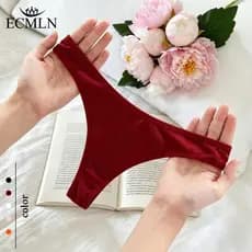 ECMLN Cuecas Esportivas Femininas De Cor Sólida Sem Costura Cintura Baixa Plus Size Algodão Respirável Soft Roupa Íntima