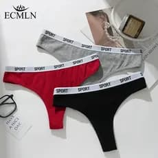 ECMLN Mulheres Algodão Cintura Baixa Tanga Sem Costura Conforto Pele-Amigável G-string Calcinha Feminina Carta Impressa