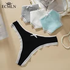 ECMLN Calcinha Feminina Sem Costura Com Costas Em T De Algodão Tanga Esportiva Primavera/Verão Fina