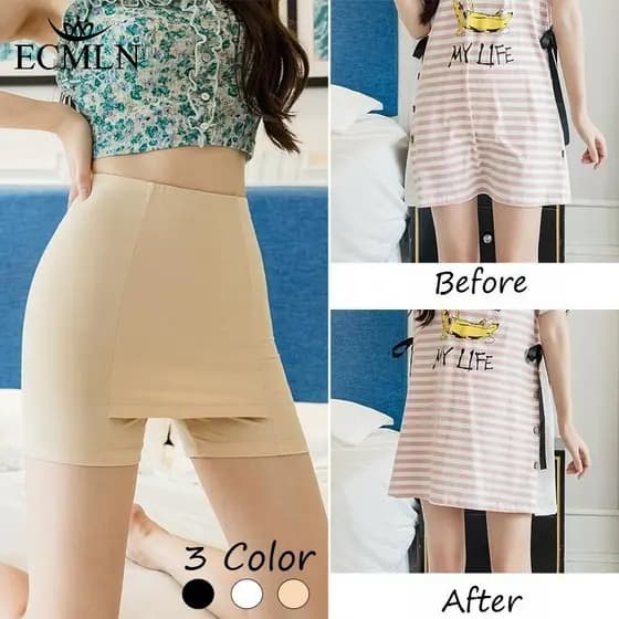 ECMLN Calça De Segurança Feminina Plus Size , Camada Dupla , Anti-Exposição , Sem Costura , Seda Gelada , Verão , Shorts