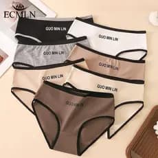 ECMLN Cuecas Femininas De Algodão Puro Plus Size Maillard Ins Student Girl Calcinha De Virilha De Cintura Baixa