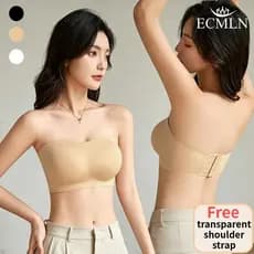 ECMLN Sutiã Feminino Invisível Sem Alças Fio Bandeau Antiderrapante Push Up Costura Com Acolchoamento Removível