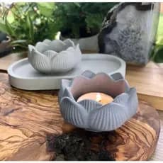 Kit 110 Molde Silicone Bandeja Oval + Pote Flor Lotus Vela