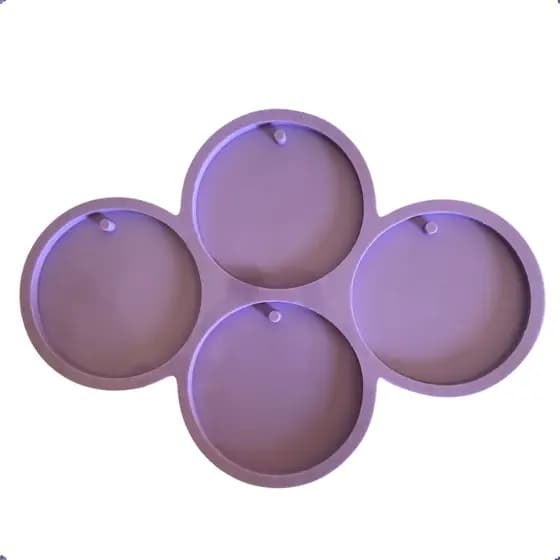 Molde Silicone 4 Circulo 7cm Resina Pingente Chaveiro M49