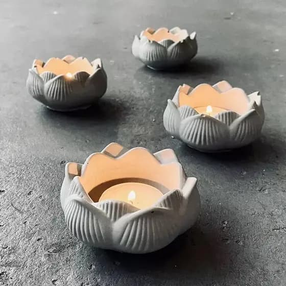 Molde Silicone Pote Vela M505 Flor Lotus Sabonete Gesso Deco