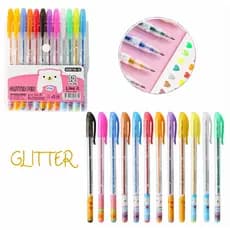 kit 12 Canetas kawaii Gel Glitter