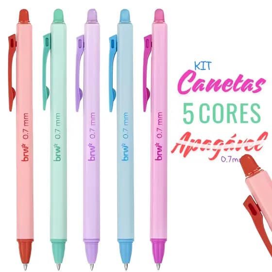 Kit Canetas  Apagável 5 Cores