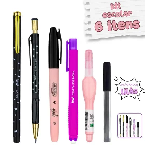Kit Escolar Canetas Lapiseira Borracha Corretivo Grafites