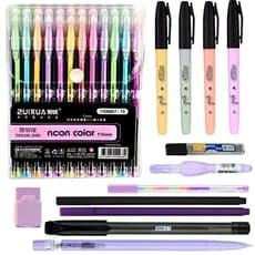 Kit Escolar Cores Pastel 24 Itens Canetas Coloridas Marca-texto Lapiseira Grafite Corretivo Borracha