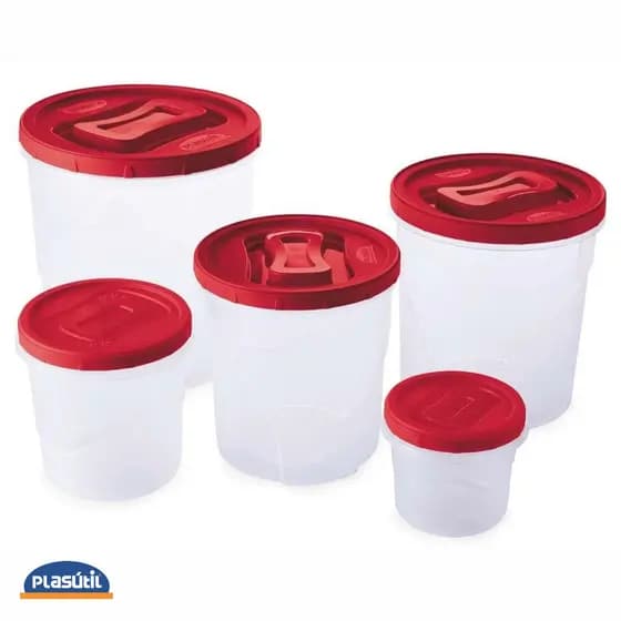 Jogo de 5 Potes Para Mantimentos Com Tampa De Rosca Conjunto 5 Peças BPA FREE