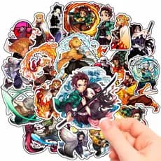 Adesivo Figurinhas Anime Demon Slayer Kimetsu no Yaiba até 100 Adesivos Tanjiro, Nezuko, Zenitsu