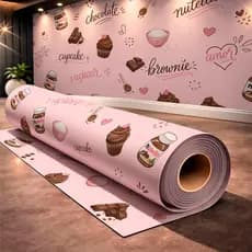 Papel de Parede Adesivo Para Doceria Rosa Doce Chocolate Lanchonete