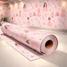 Papel de Parede Adesivo Para Quarto Infantil Princesas Rosa Fofo Unicórnios