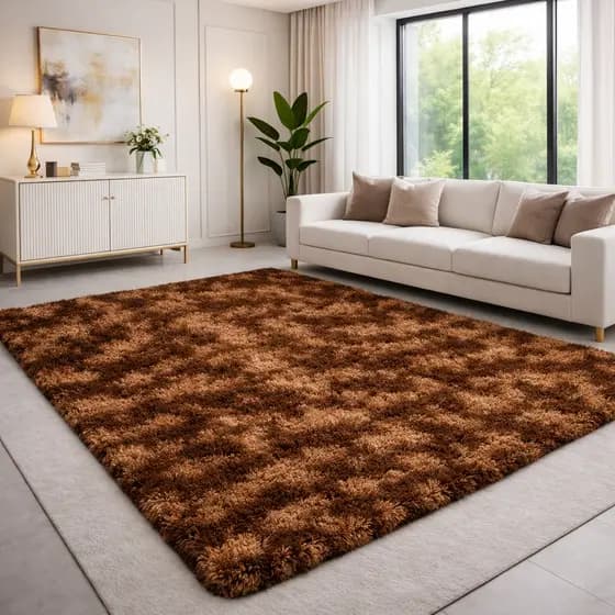 Tapete Peludo, Felpudo De Sala Ou Quarto Luxo 2,00 X 1,30 MARROM