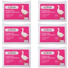 Kit 6 Travesseiros Penas e Plumas De Ganso Branco Para Cama