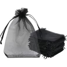 Saquinho para lembrancinhas Cor: preta medida 10x15cm - Sacolinha de organza
