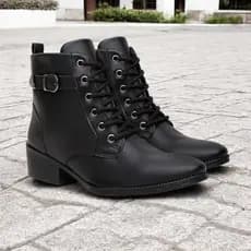Bota Feminina Coturno Bico Fino Cadarço Coturno Feminino Moda Promoção