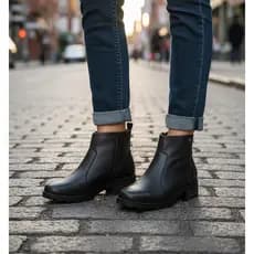 Bota Feminina Casual Ankle Boot Salto Baixo Tratorada Estilo Moderno