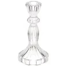 Castiçal de Vidro Porta Vela Enfeite Minimalista 16 cm Decorativo Mesa Posta Eventos Elegante Decoração Sofisticada