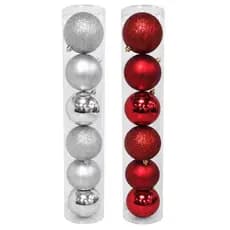 Kit com 6 Bolas de Natal Enfeite Decorativo Fosca Lisa e Glitter para Árvore Boas Festas Ceia 8 cm