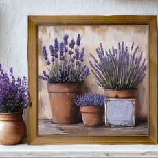Quadro Placa Decorativa Flores de Lavanda Arte Vintage Natureza Lilás Sala Quarto Hall Cozinha 30x30