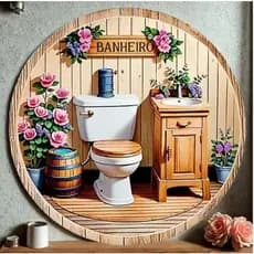 Placa Quadros Decorativos Informativo  Redondos  Banheiros Toillet WC Lavabo 20x20 Vintage Retro