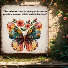 Quadro Placa Decorativa Borboleta Metamorfose Positividade Frases Motivacionais Sala Quarto Hall