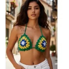 Top Cropeed inspiração Copa em Crochê (envio imediato)