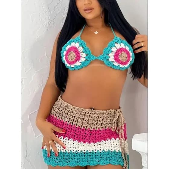 conjunto croche Flor de Lis  (envio imediato)
