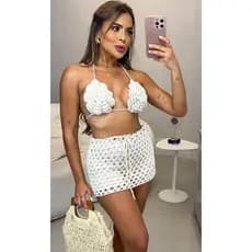 conjunto crochê Flora