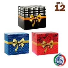 Caixinha de Papelão Xadrez Preta para Caneca - c/12