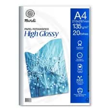 KIT Papel Foto Alto Brilho A4 135g - 60 Folhas
