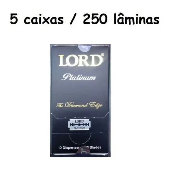 250 Lâminas Lord Preta Diamond Black Platinum (5 Caixas)