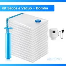 Kit Até 10 Saco a Vácuo 50x60 Bomba Manual eletrica Organização de Roupas Mala Viagem Guarda